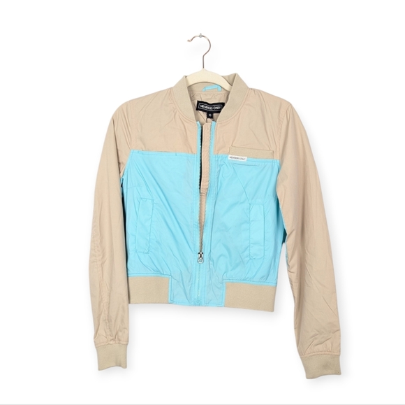 NWT Members Only Khaki Baby Blue Colorblock Baseball Jacket Size XS - Picture 1 of 8